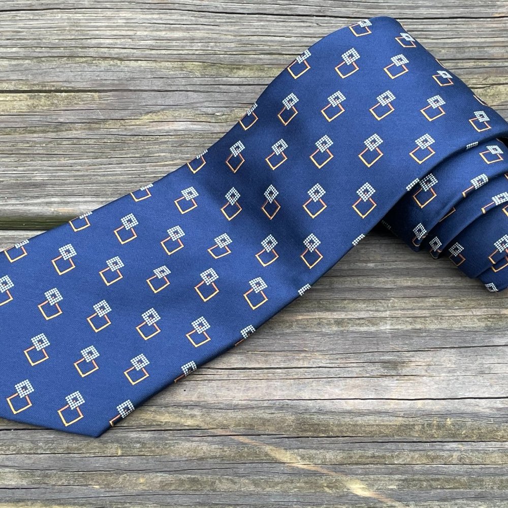 Nautica Men Tie Blue 100% Silk Neck Tie Classic Le - Picture 1 of 10